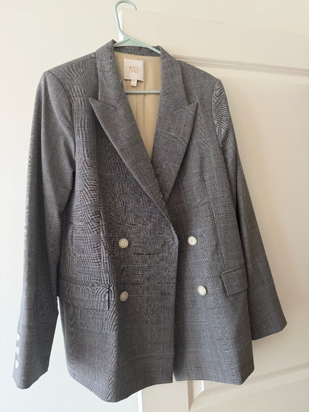 TWP Grey Glen Plaid Double Breasted Blazer Size M/L